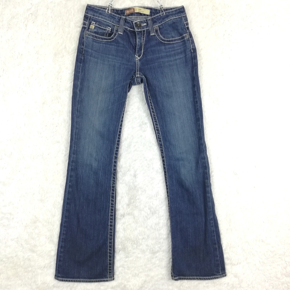 Big Star Womens Jeans Remy Boot Cut Blue Denim Flap Pocket Low‎ Stone Wash 27